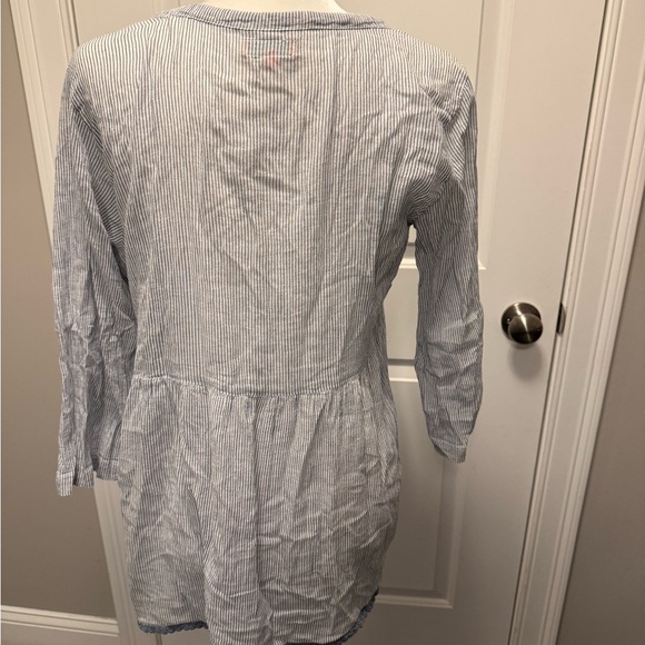 Striped Embroidered Women's cotton Top - Picture 3 of 5